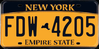 NY license plate FDW4205
