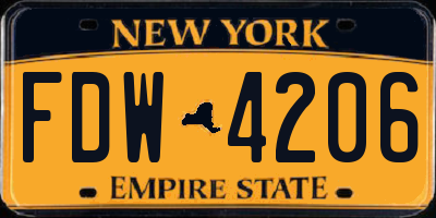 NY license plate FDW4206