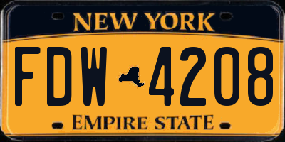 NY license plate FDW4208