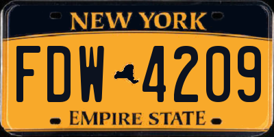 NY license plate FDW4209