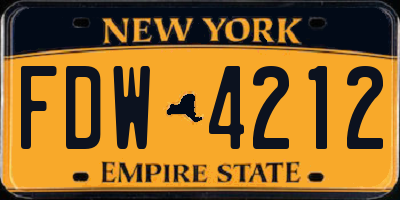 NY license plate FDW4212