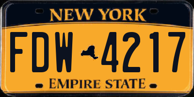 NY license plate FDW4217