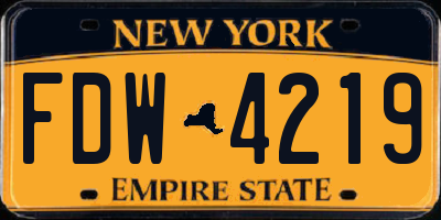 NY license plate FDW4219