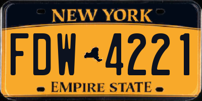 NY license plate FDW4221
