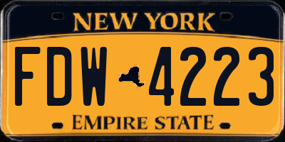 NY license plate FDW4223