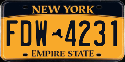 NY license plate FDW4231