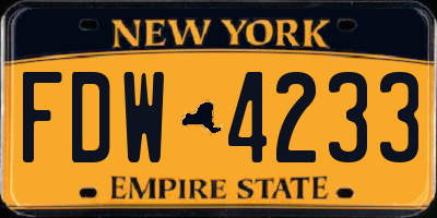 NY license plate FDW4233