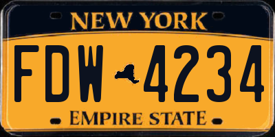 NY license plate FDW4234