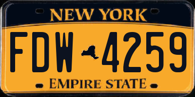 NY license plate FDW4259