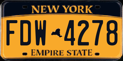 NY license plate FDW4278