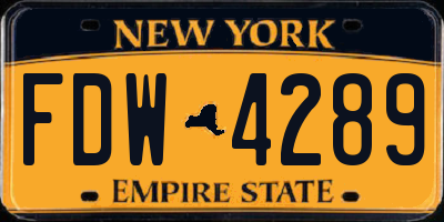 NY license plate FDW4289