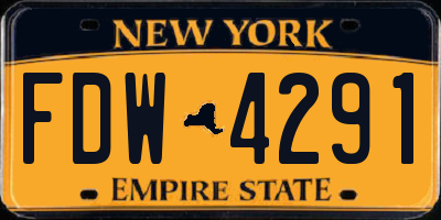 NY license plate FDW4291
