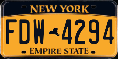NY license plate FDW4294