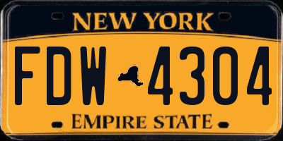NY license plate FDW4304