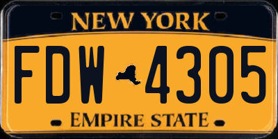 NY license plate FDW4305