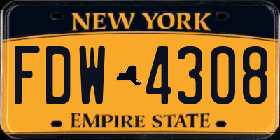 NY license plate FDW4308