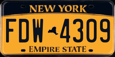 NY license plate FDW4309