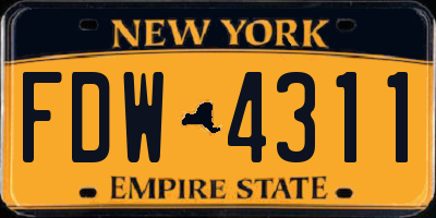 NY license plate FDW4311