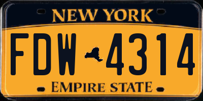 NY license plate FDW4314
