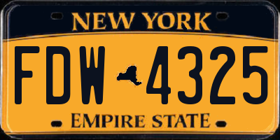 NY license plate FDW4325