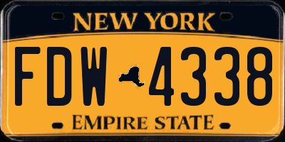 NY license plate FDW4338