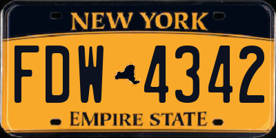 NY license plate FDW4342