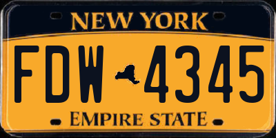 NY license plate FDW4345