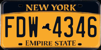 NY license plate FDW4346