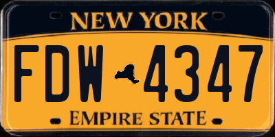NY license plate FDW4347
