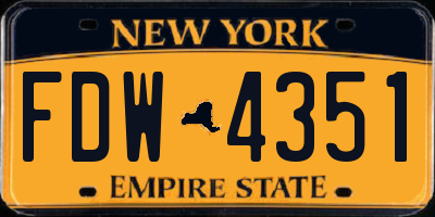 NY license plate FDW4351