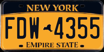 NY license plate FDW4355