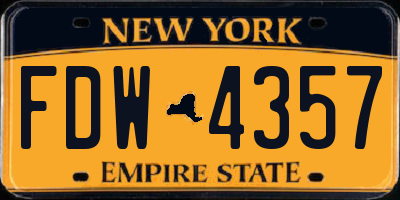 NY license plate FDW4357