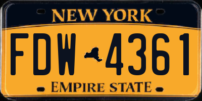 NY license plate FDW4361