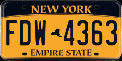 NY license plate FDW4363