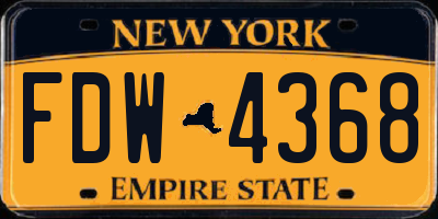 NY license plate FDW4368