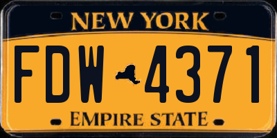 NY license plate FDW4371