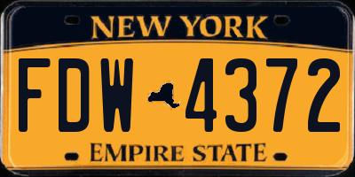 NY license plate FDW4372