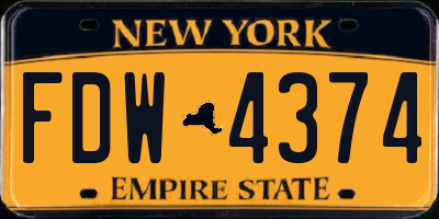 NY license plate FDW4374
