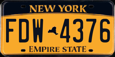 NY license plate FDW4376