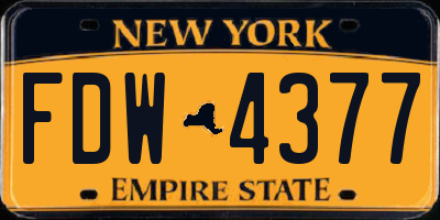 NY license plate FDW4377