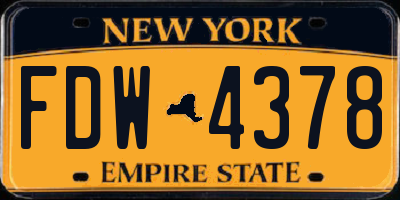 NY license plate FDW4378