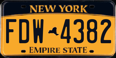 NY license plate FDW4382