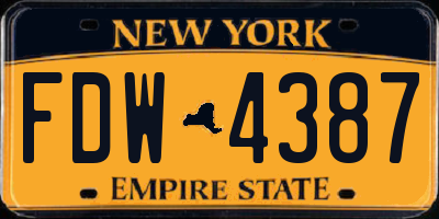 NY license plate FDW4387