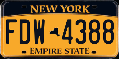 NY license plate FDW4388