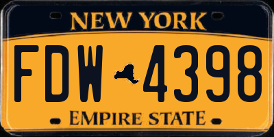 NY license plate FDW4398