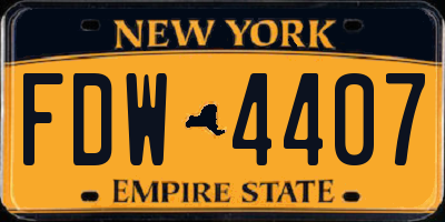NY license plate FDW4407