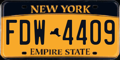 NY license plate FDW4409