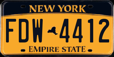 NY license plate FDW4412