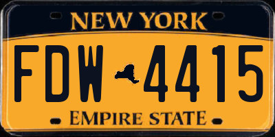 NY license plate FDW4415