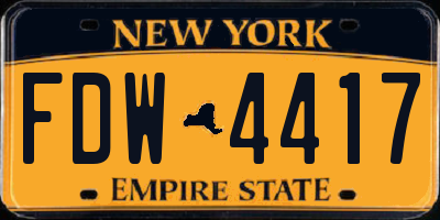 NY license plate FDW4417
